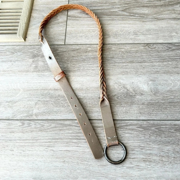 Gap Pearl Silver Leather Braided Leather Belt - Picture 6 of 12